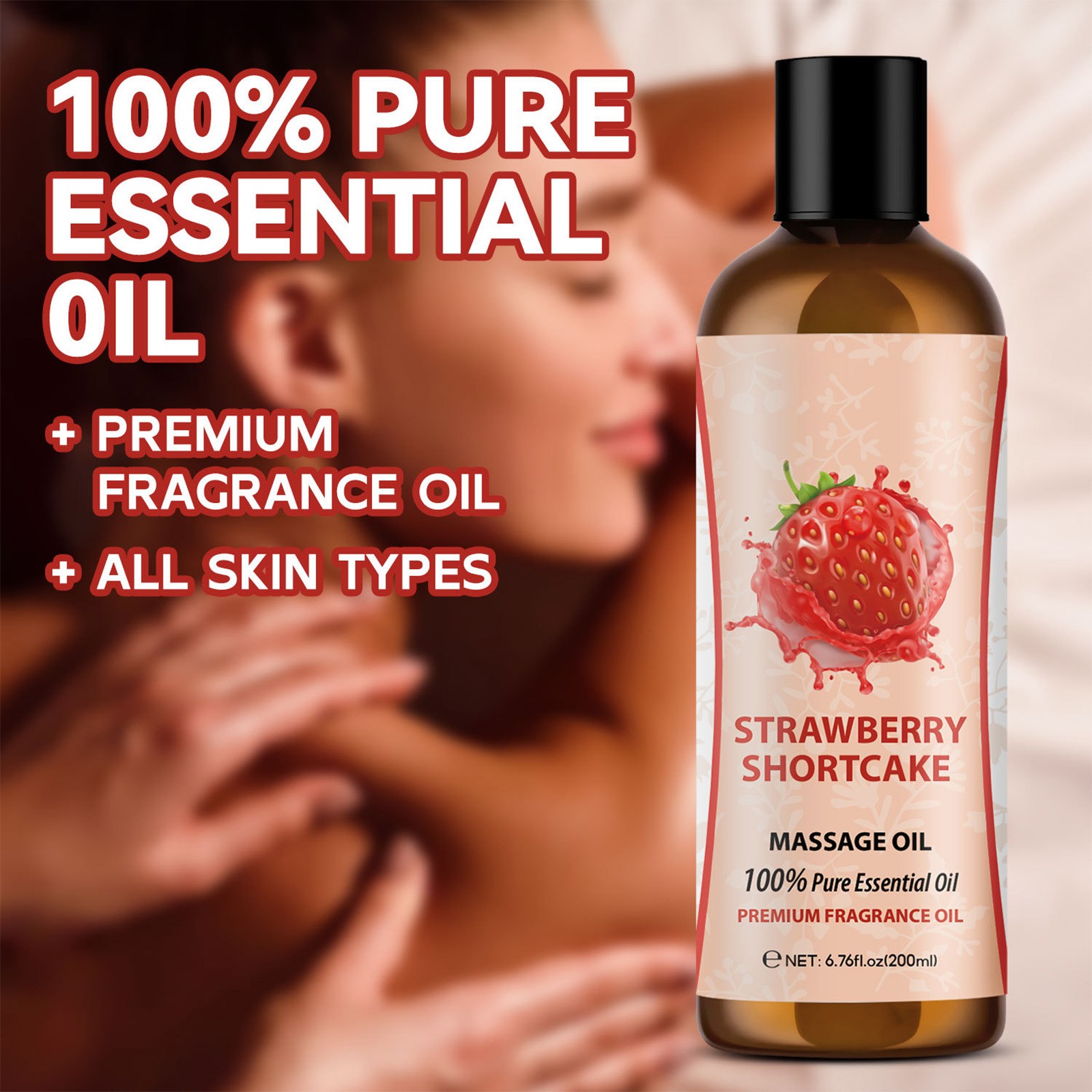 1Pcs 200ml Plant Scent Essential Oil Strawberry Body Massage Oil Hydrating