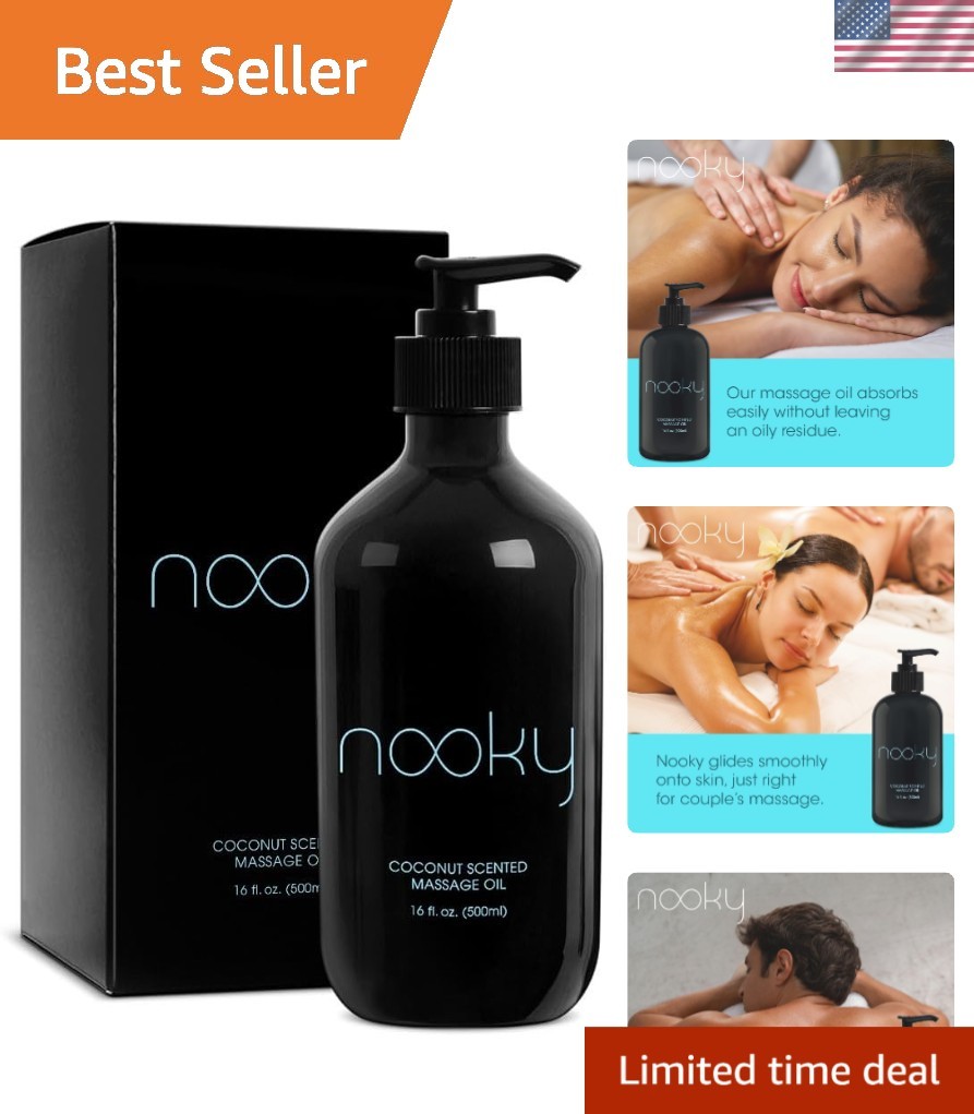 Silky Coconut Body Massage Oil – 16 oz Absorbs Quickly & Perfect for Couples