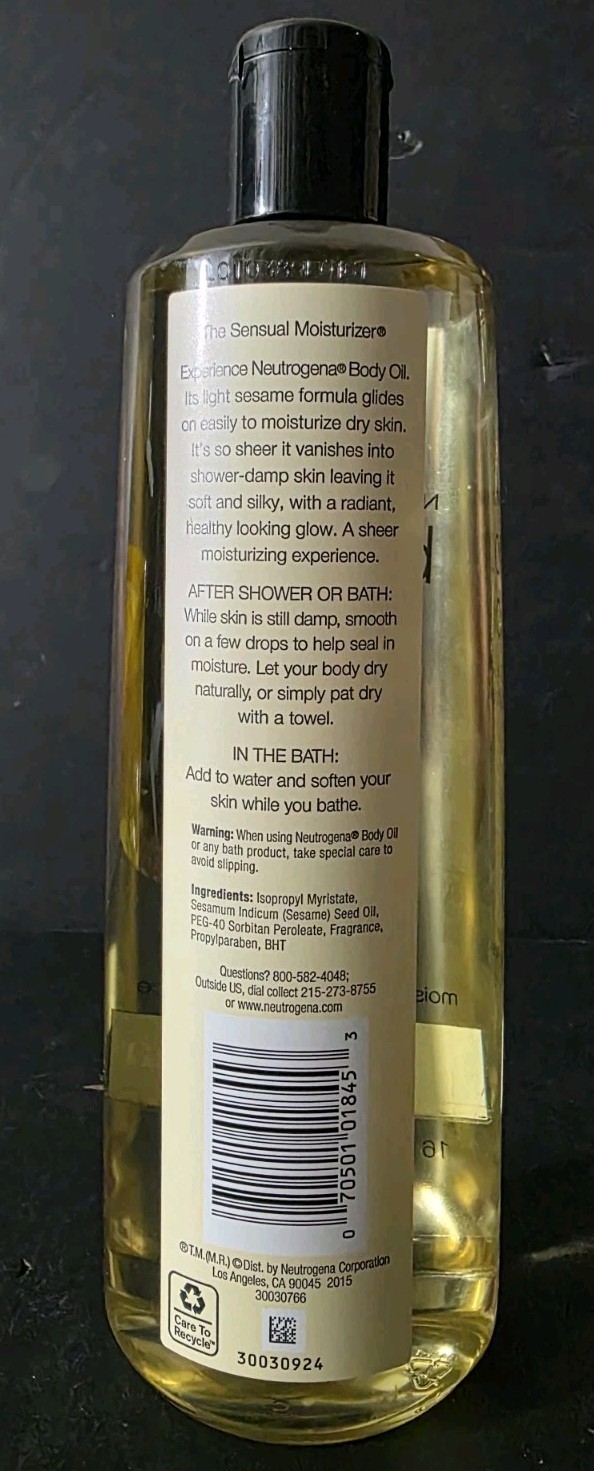 Neutrogena Body Oil Light Sesame Formula, 16 fl oz, Radiant Glow Moisturizer