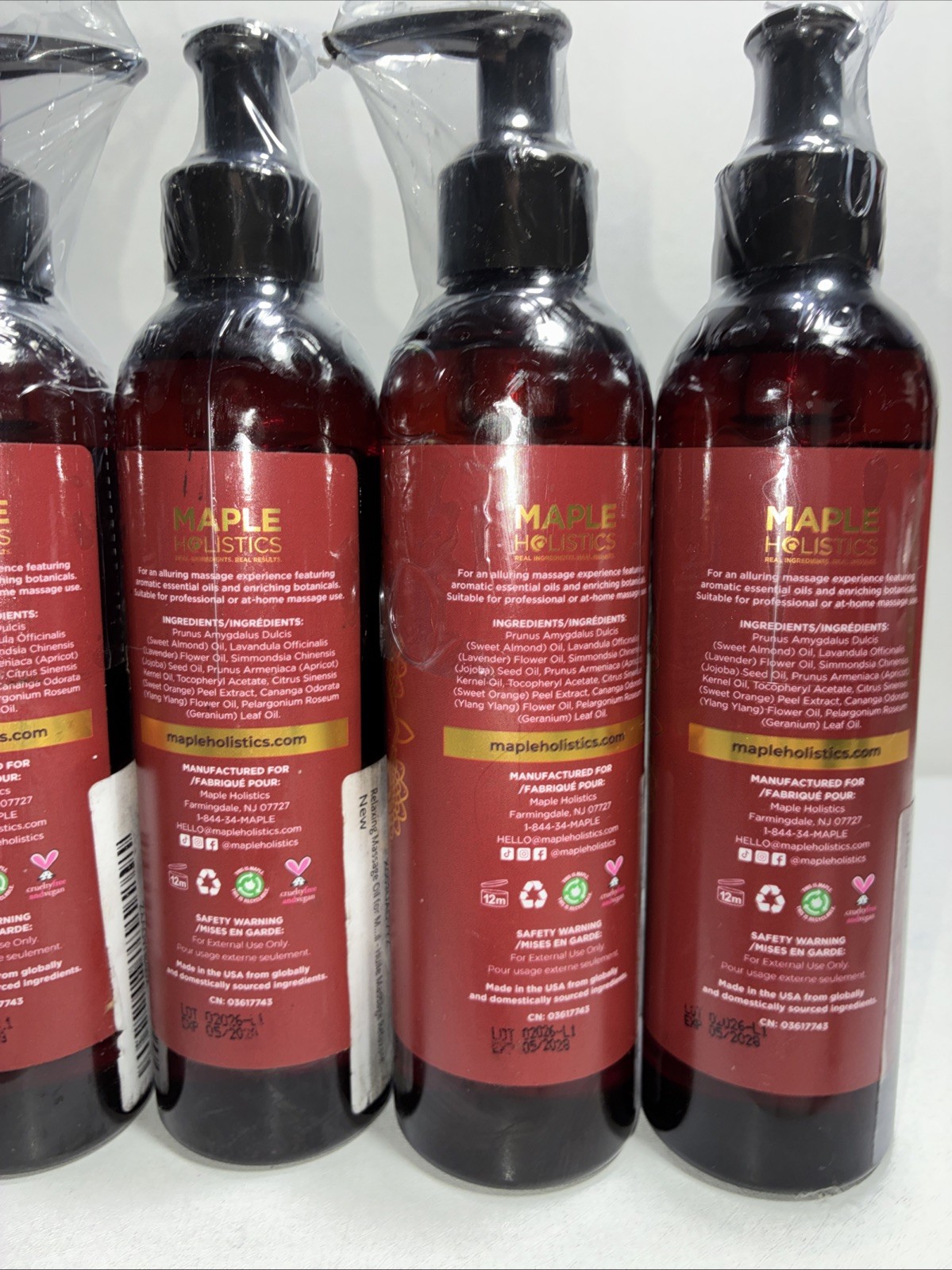 5 Sealed Alluring Massage Oils, 8 Oz Each