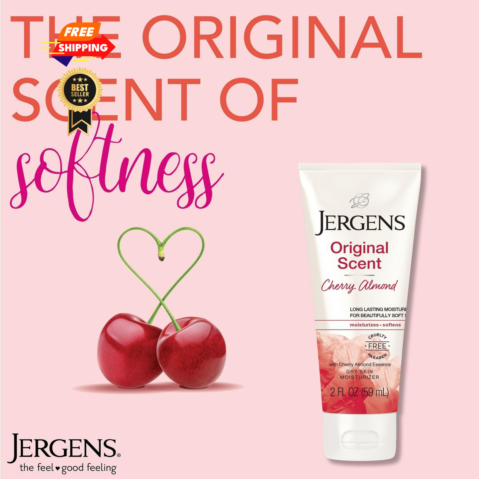 Jergens Original Scent Dry Skin Body Lotion, Hand 2 Fl Oz (Pack of 20), White