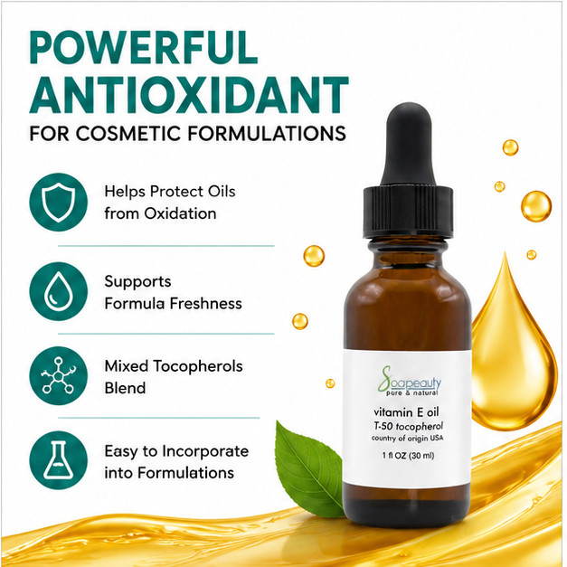TOCOPHEROL T-50 VITAMIN E OIL anti-aging pure natural with GLASS DROPPER 1 oz