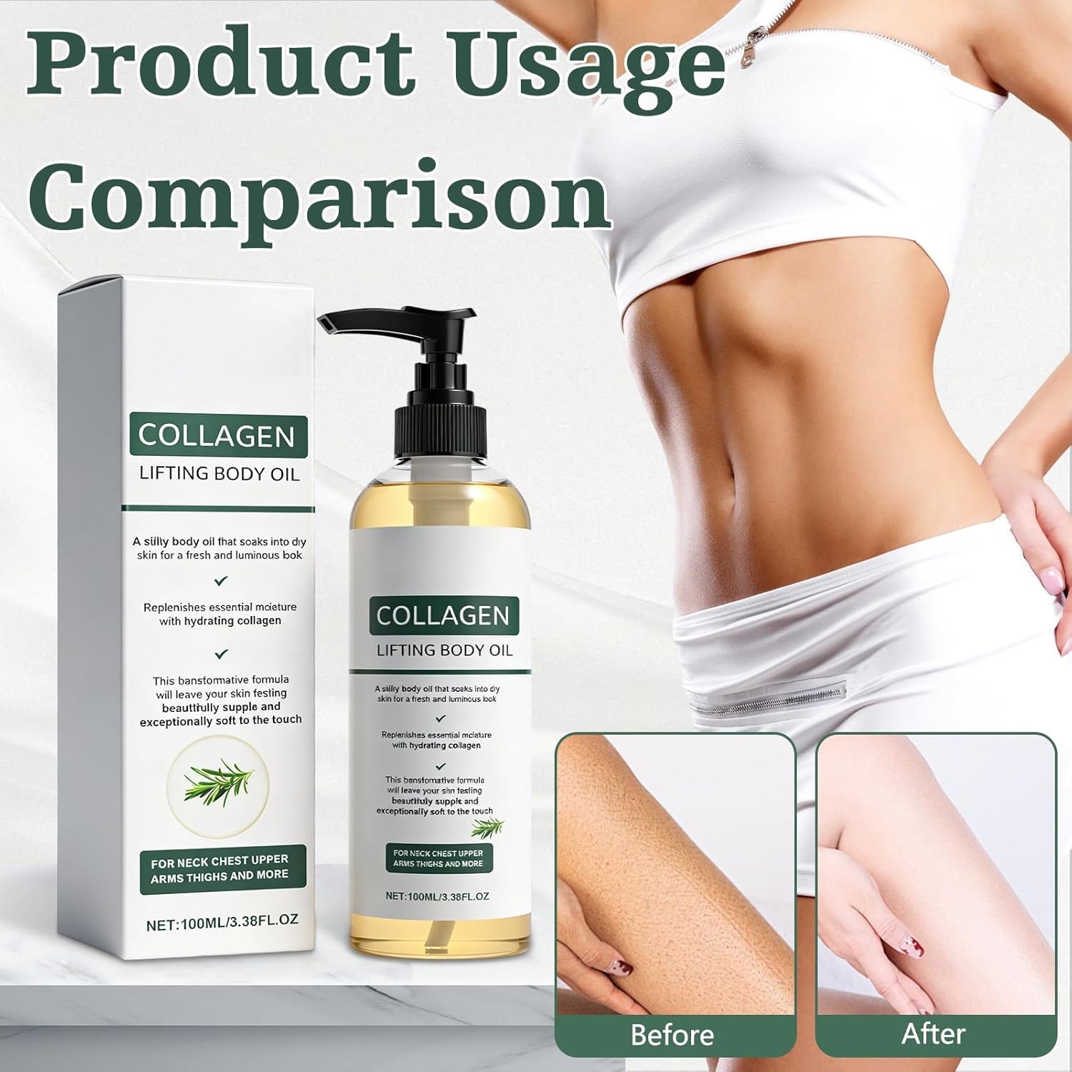 100ml Collagen Lifting Body Oil Firming Anti Aging Wrinkles Scars & Stretch Mark