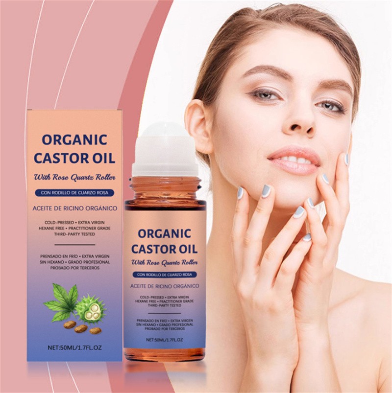 Organic Golden Castor Oil Roll-On with Rose Quartz for Skin,Hair & Wrinkle HOT