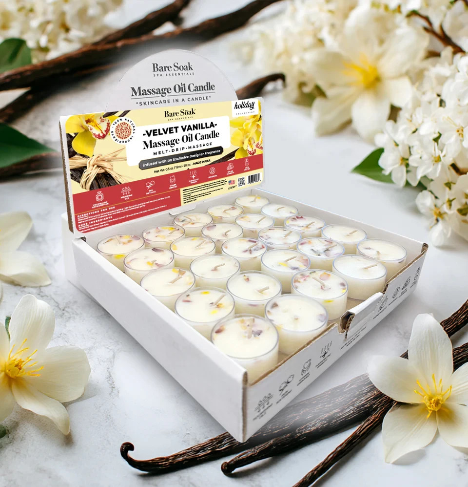 Bare Soak Floral Tea Light Massage Oil Candles (50pc)