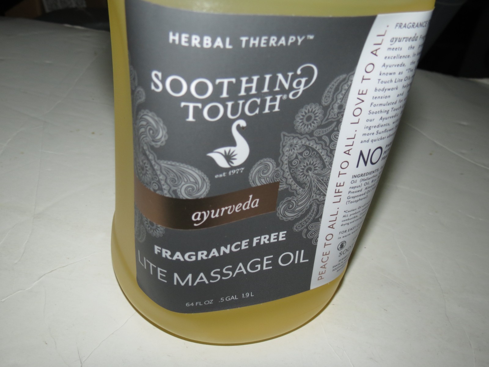 Soothing Touch Fragrance Free Lite Oil 64 oz (Unscented Massage & Body Oil)