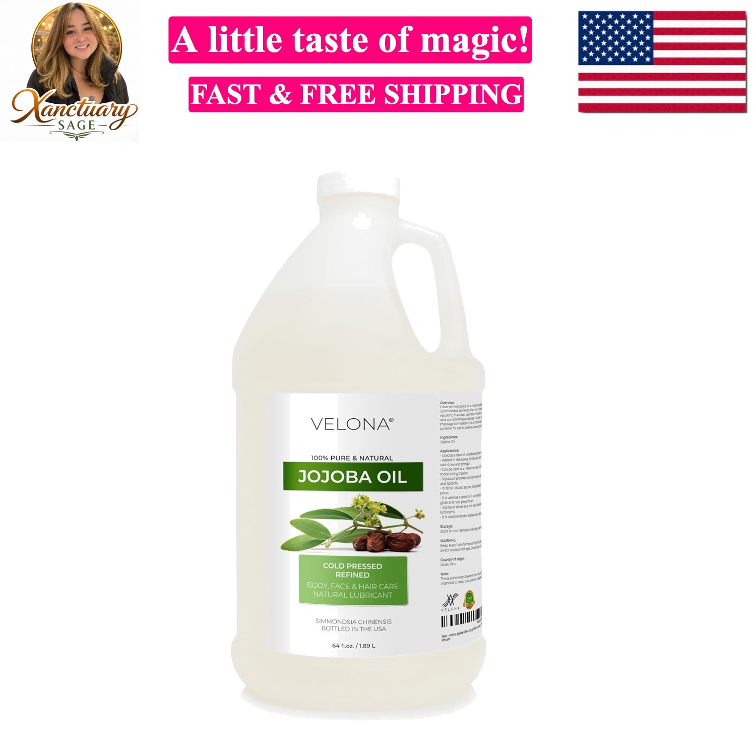 Jojoba Colorless Oil 64 fl oz | 100% Pure and Natural Carrier Oil | Clear, Re…