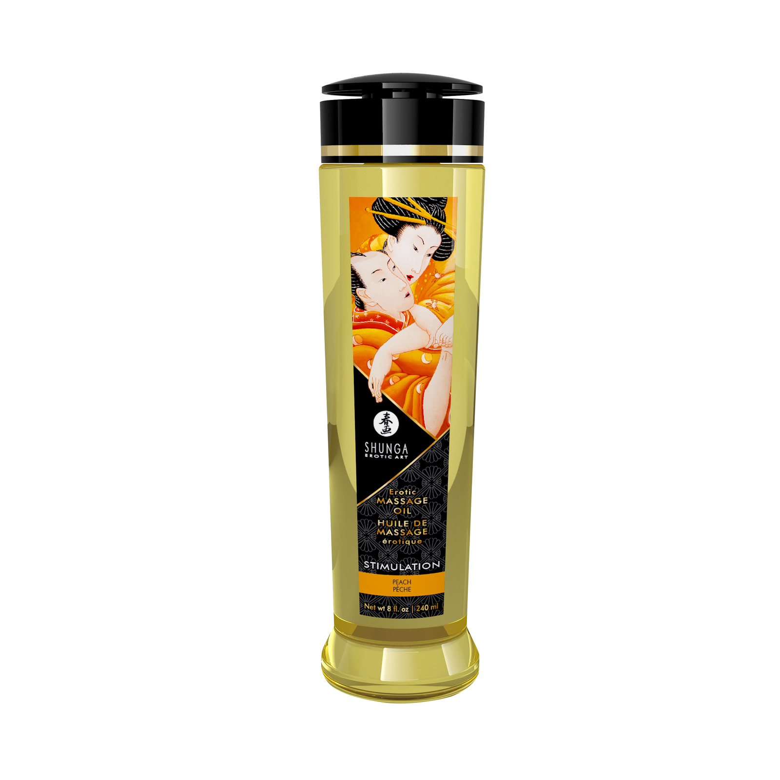 Shunga Erotic Massage Oil – 8 fl oz (240 ml) – Stimulation – Peach
