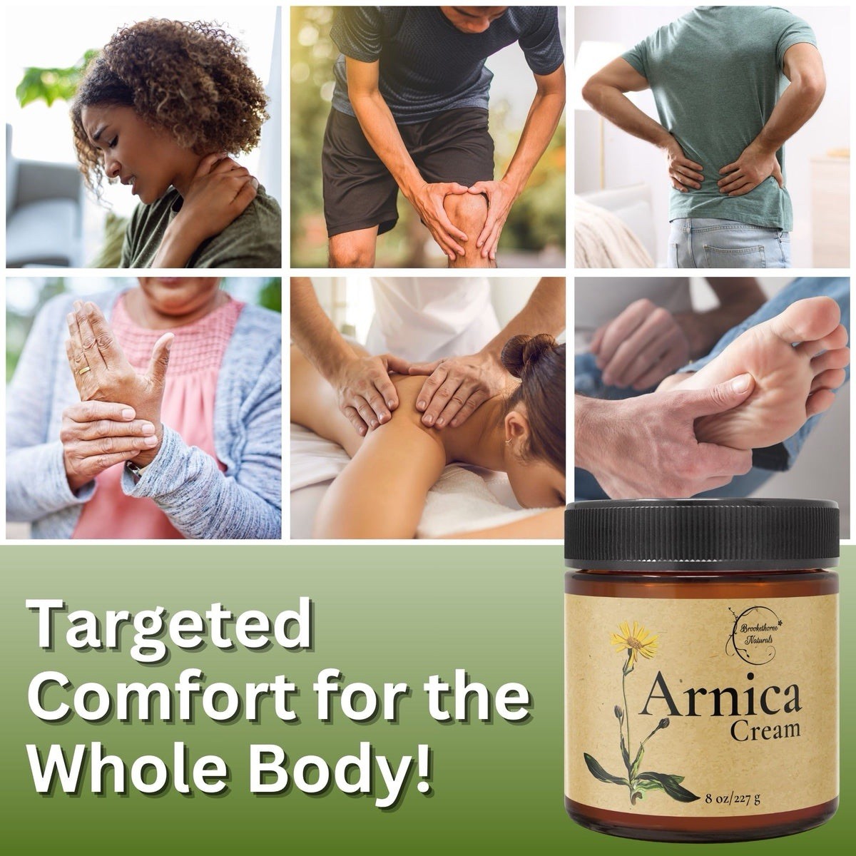 Relief Arnica Cream – Enriched with Lemongrass Eucalyptus & Rosemary 8oz