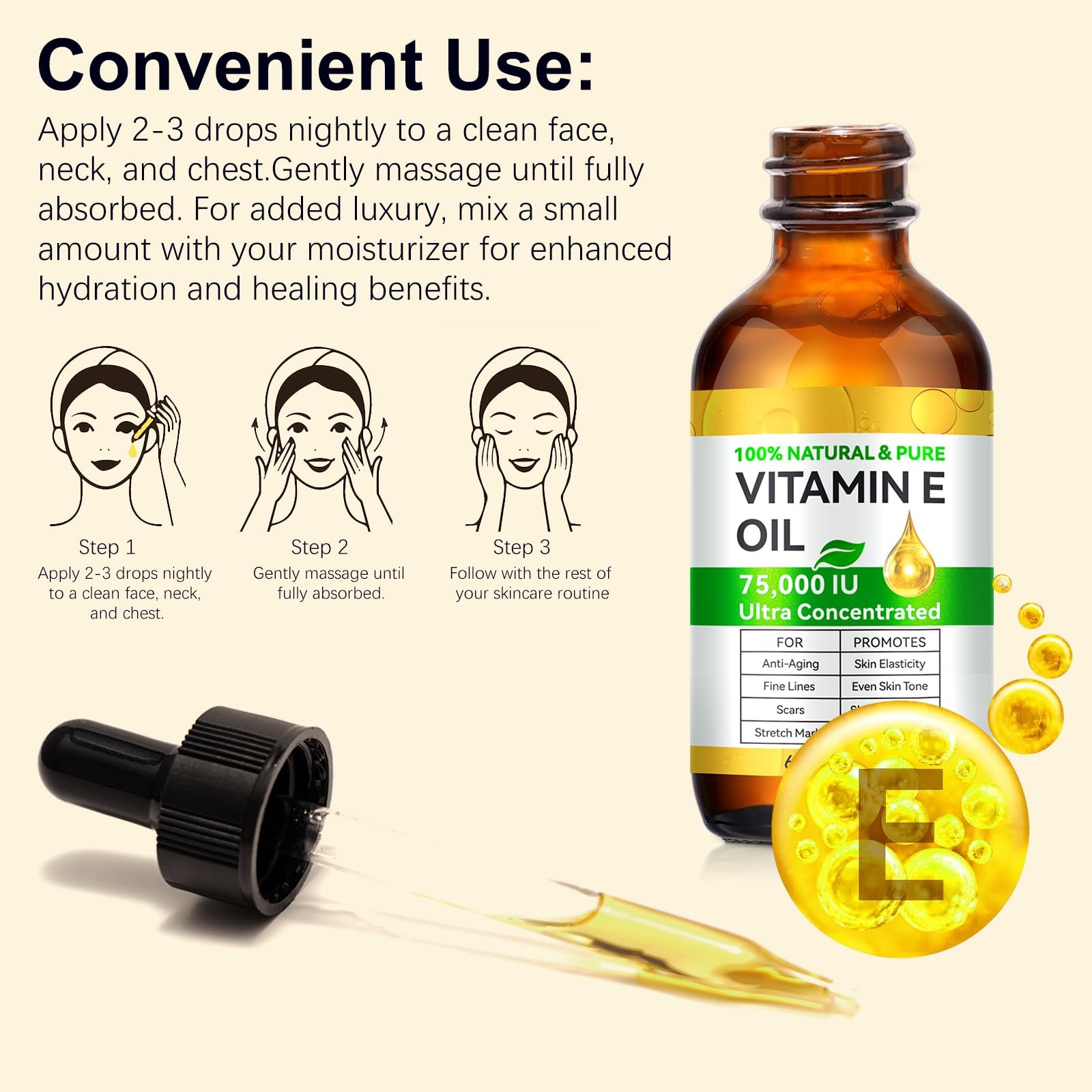 Vitamin E Oil, Ultra Concentrated Vitamin E Oil for Skin, Face, Hair, and Sca…