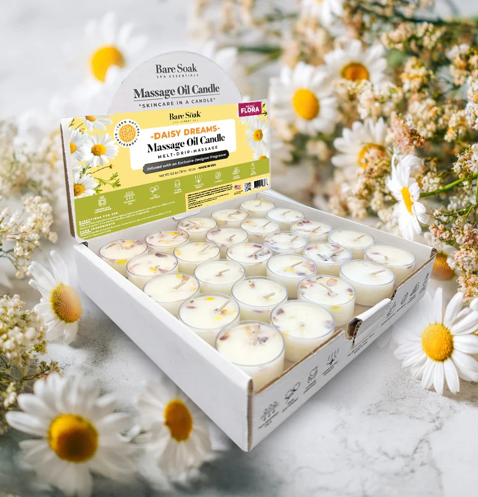 Bare Soak Floral Tea Light Massage Oil Candles (50pc)
