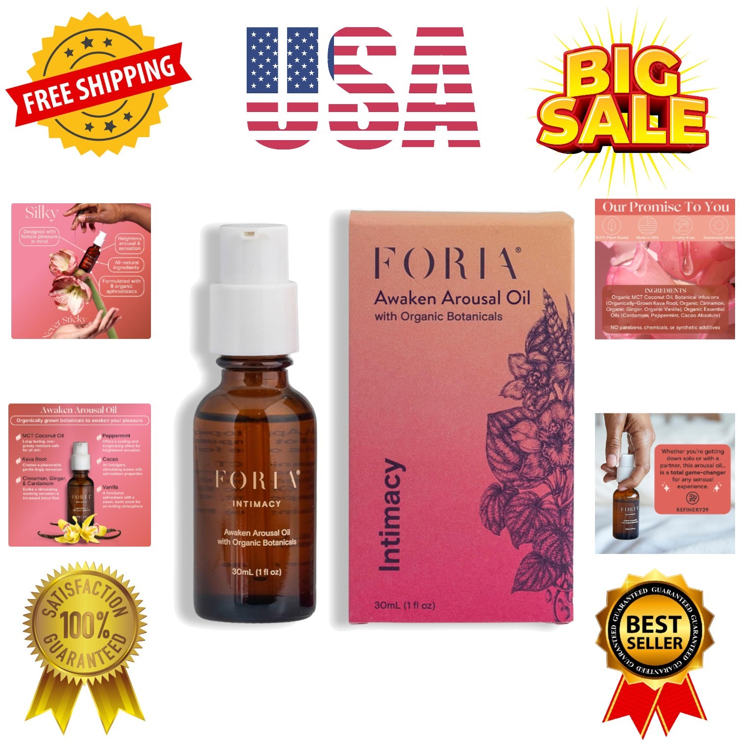 Awaken Arousal Oil – Organic, All-Natural – Safe for Sensitive Skin – 1 Fl Oz