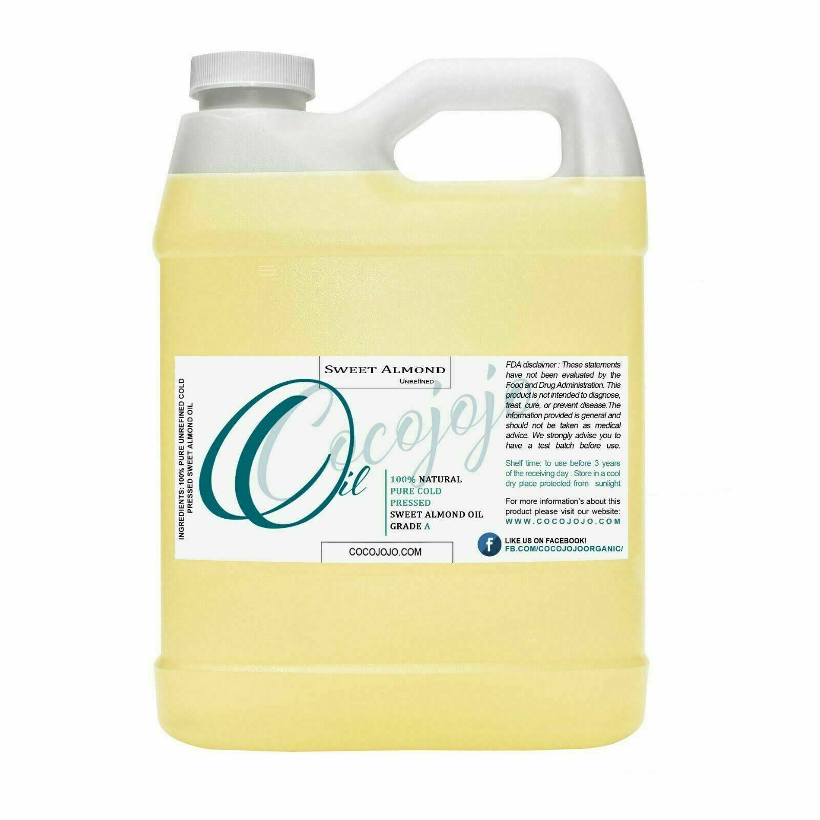 32 Oz or 1 gallon sweet almond oil pure unrefined cold pressed grade carrier oil
