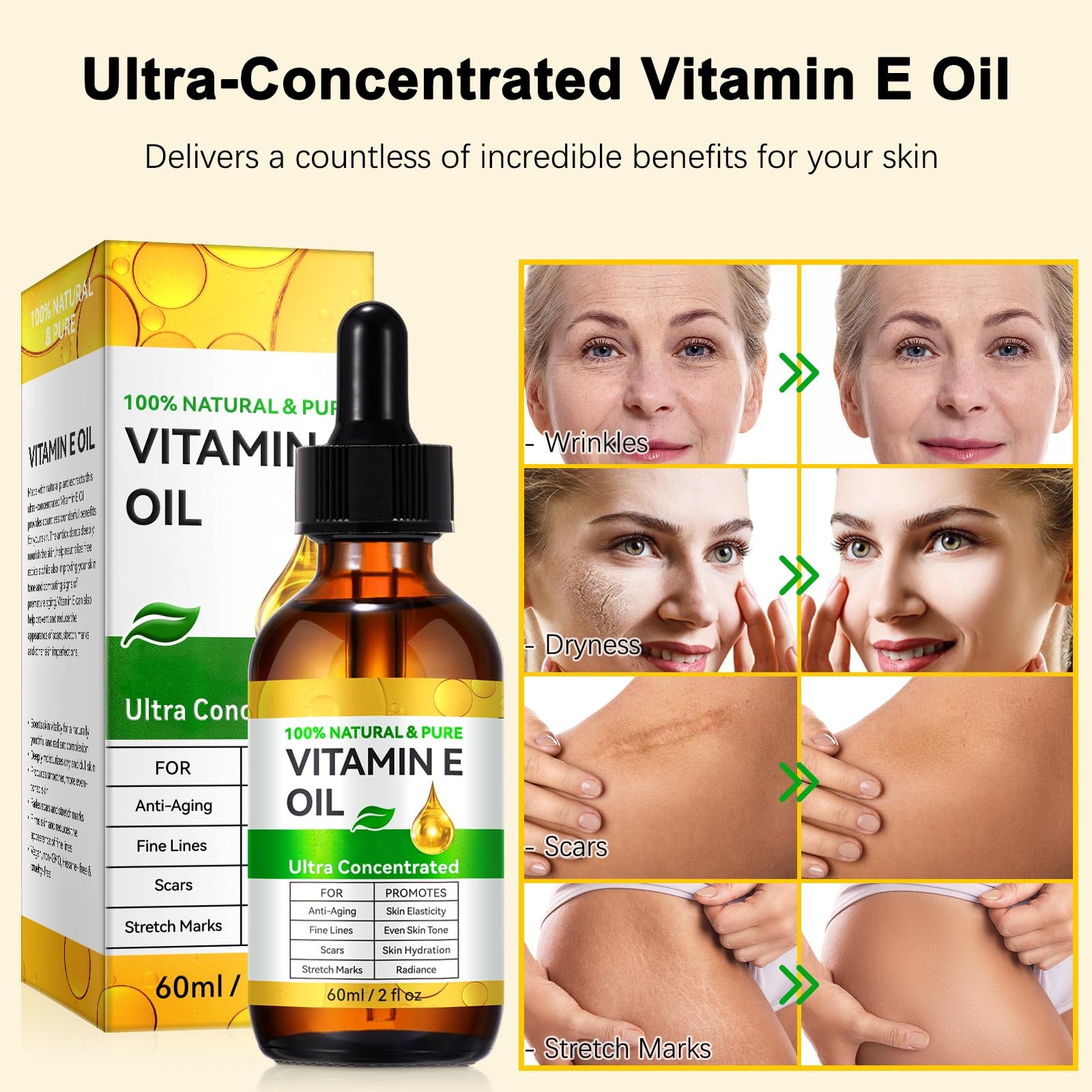 flasture Vitamin E Oil 75,000 IU – 100% Pure Natural Vitamin E for Skin, Face…