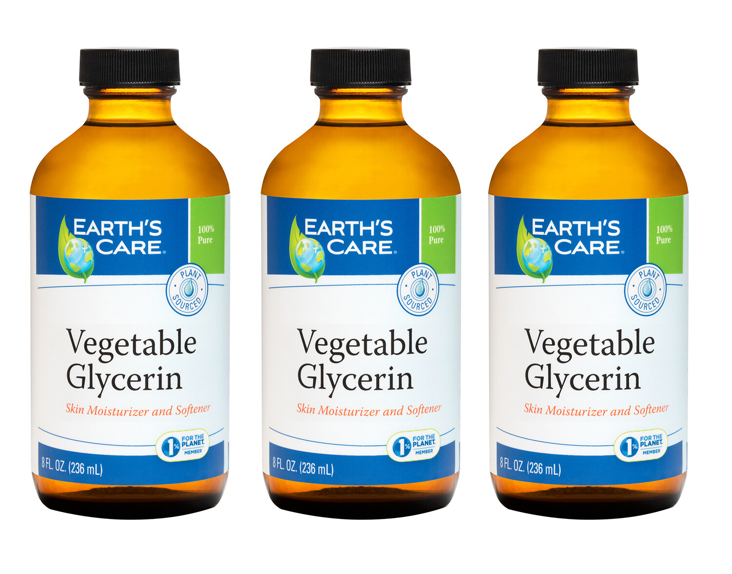 Earth’s Care Pure Vegetable Glycerin, USP Grade 8 FL OZ (3 BOTTLES) Exp 5/2027