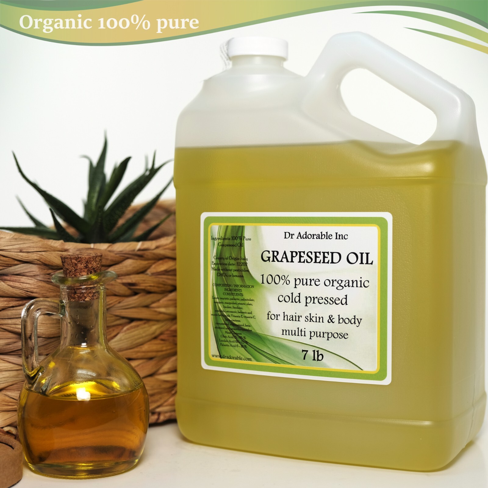 1 Gallon / 7Lb GRAPESEED OIL by Dr.Adorable Grape Seed 100% Pure Organic Free SH