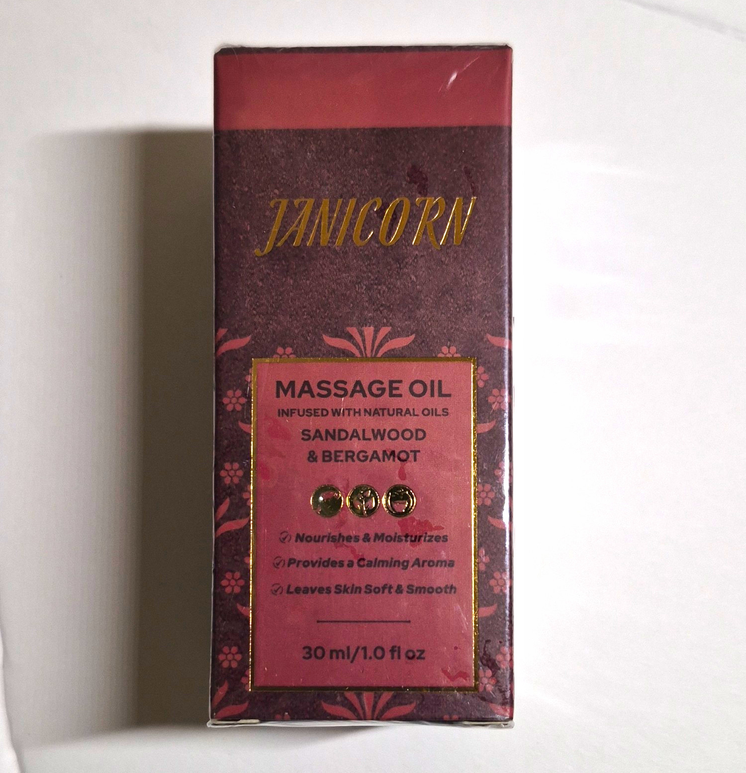 JANICORN Sandalwood & Bergamot Massage Oil Calming Aroma 30 ml/1.0 fl oz