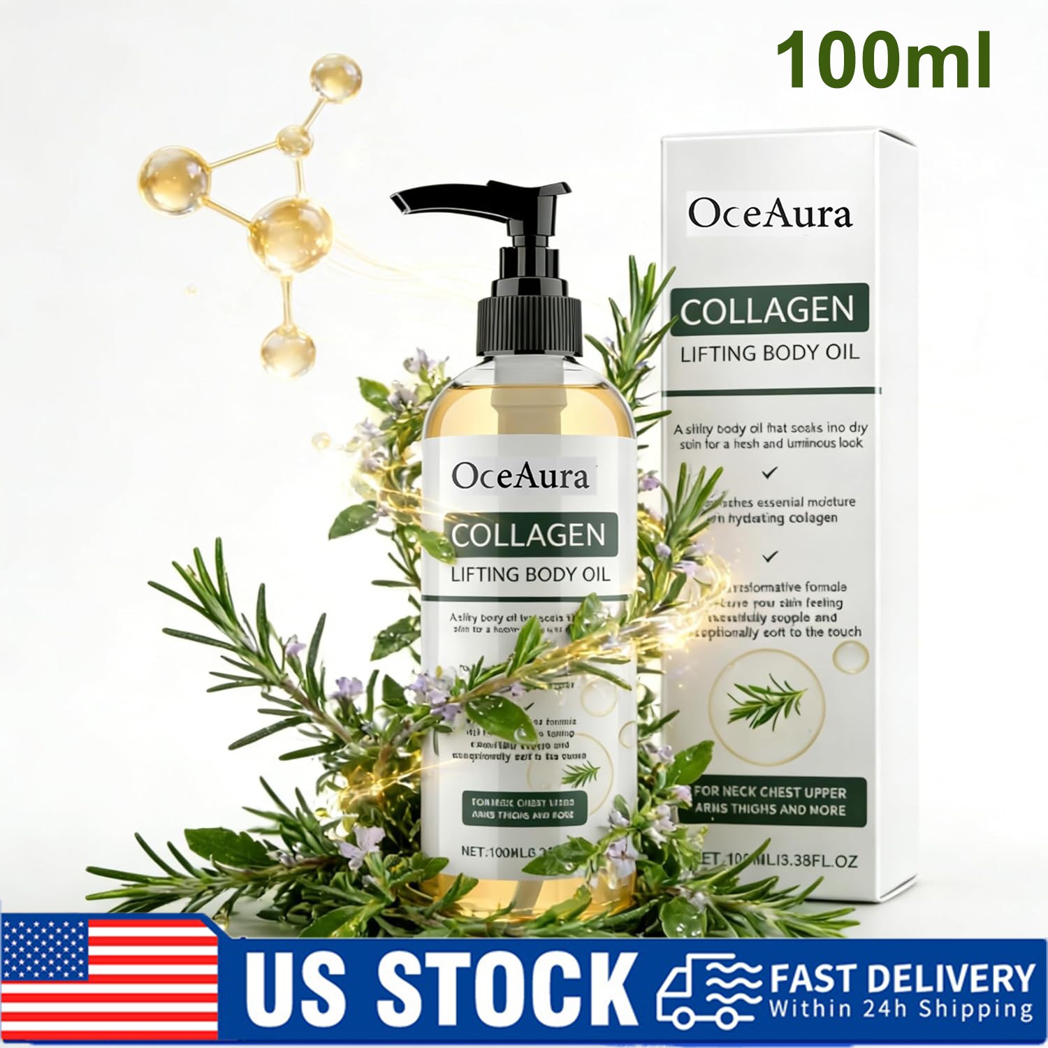 100ml Collagen Lifting Body Oil Firming Anti Aging Wrinkles Scars & Stretch Mark