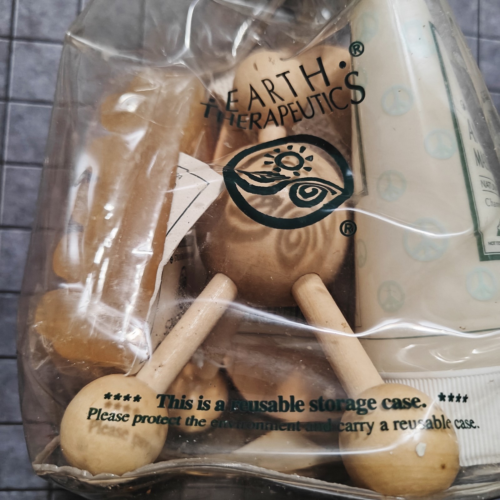 Earth Therapeutics – Wood Foot Body Pressure Massage Kit Spa Gift Bag Set – NEW