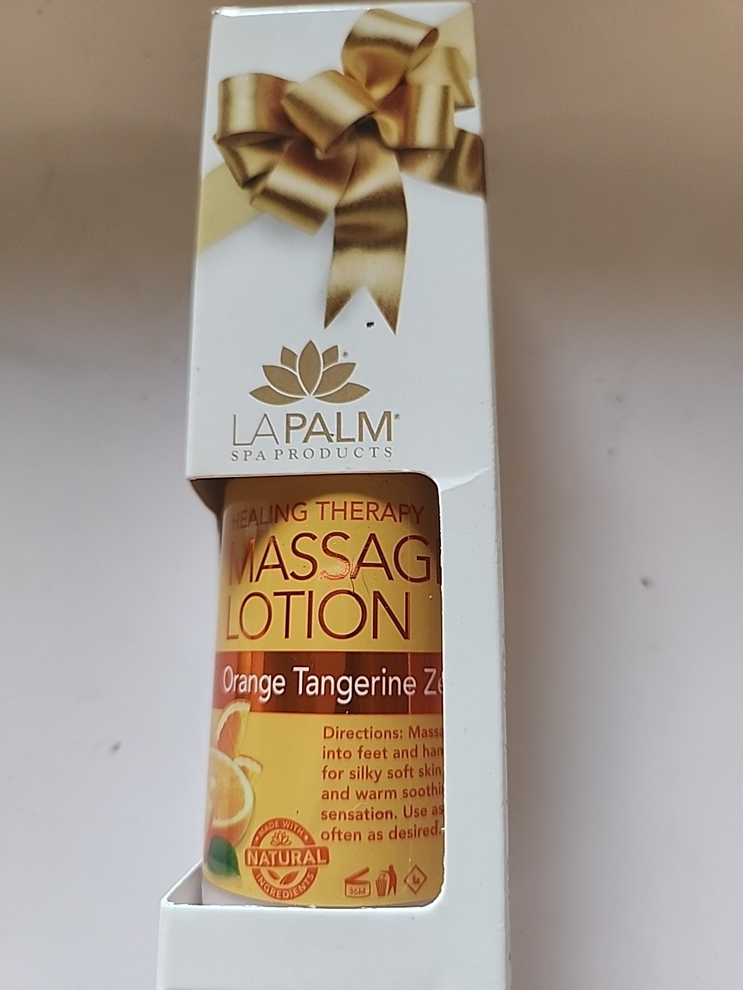 La Palm Organic Healing Therapy Massage Lotion w/ Orange Tangerine Zest 3.3oz