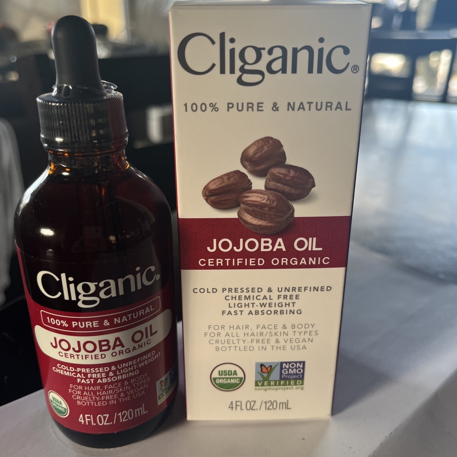 Cliganic Organic Jojoba Oil for Face, Hair & Body Chemical Free 4 Oz NIB