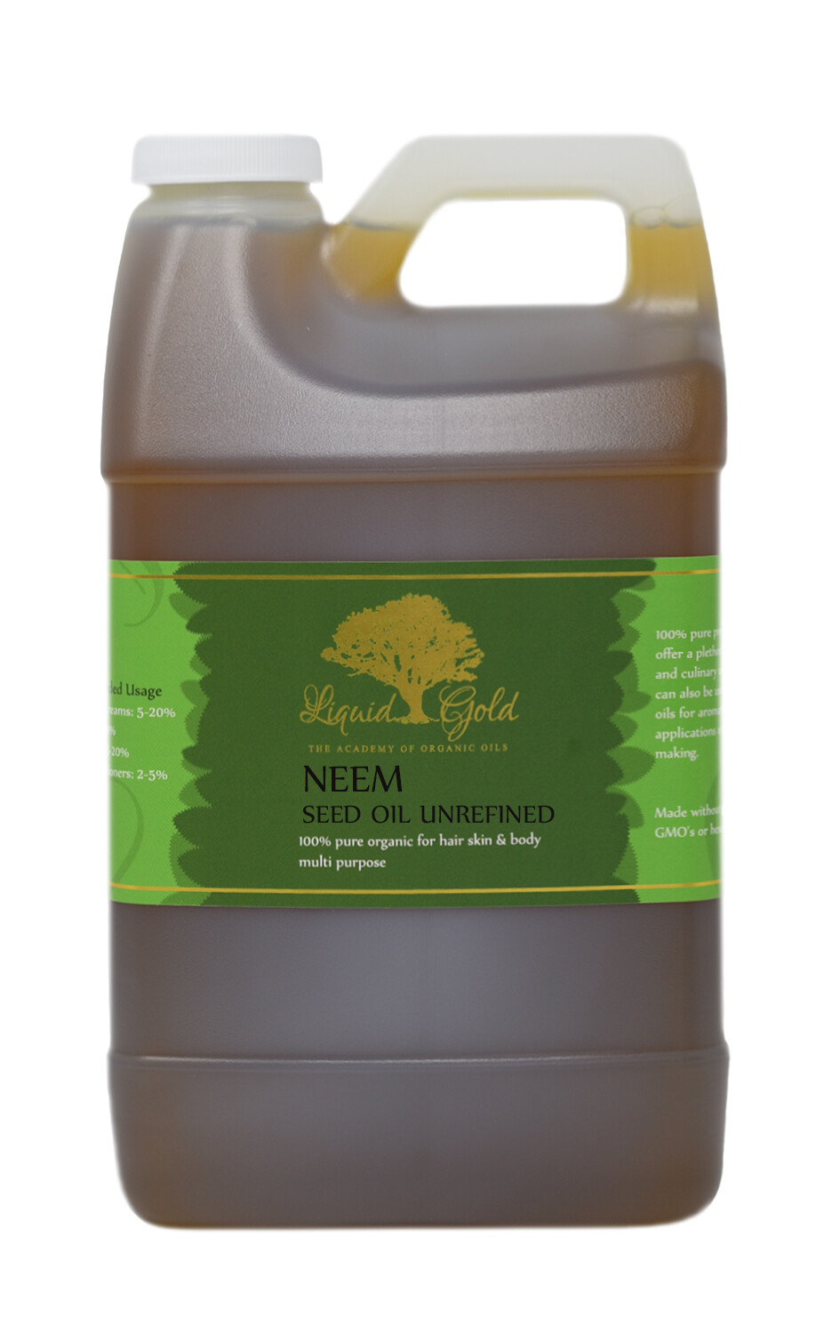 Liquid Gold Premium Neem Oil Pure & Organic for Skin Hair and Health 64 oz