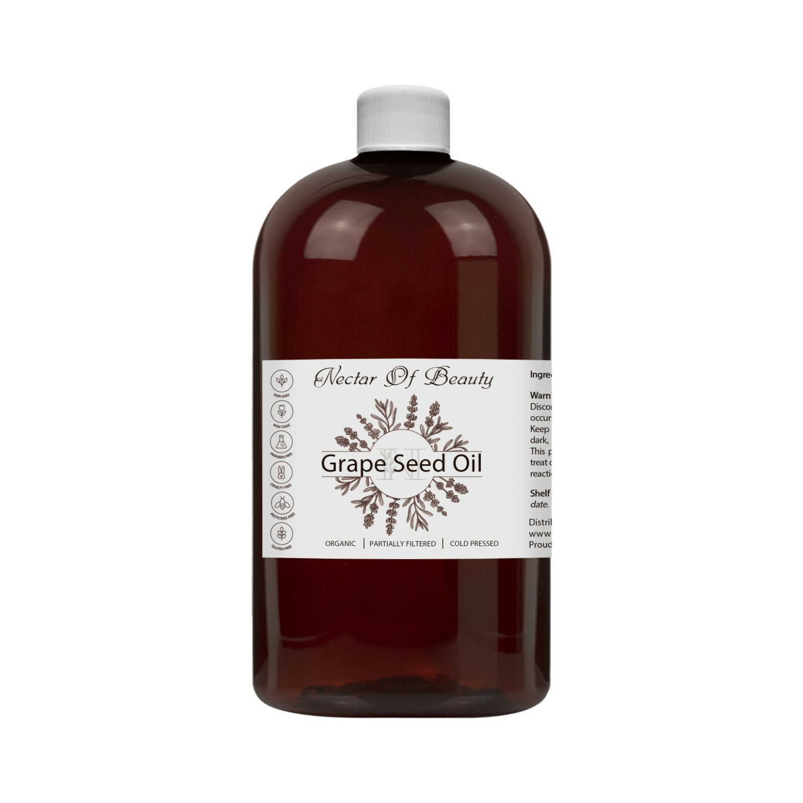 Grape seed carrier oil organic 100% pure unrefined 16 oz partial filter no scent