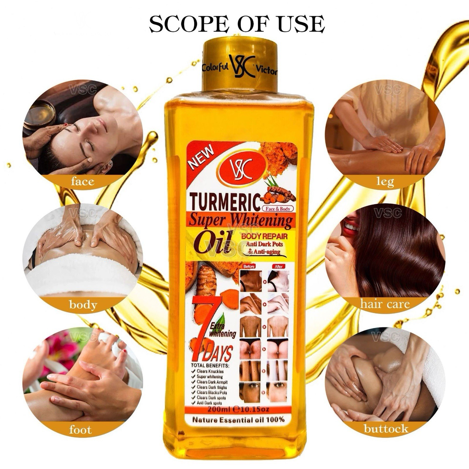 Tumeric Oil Face And Body Moisturiser Brighten Dark Spot Anti Aging Hydration