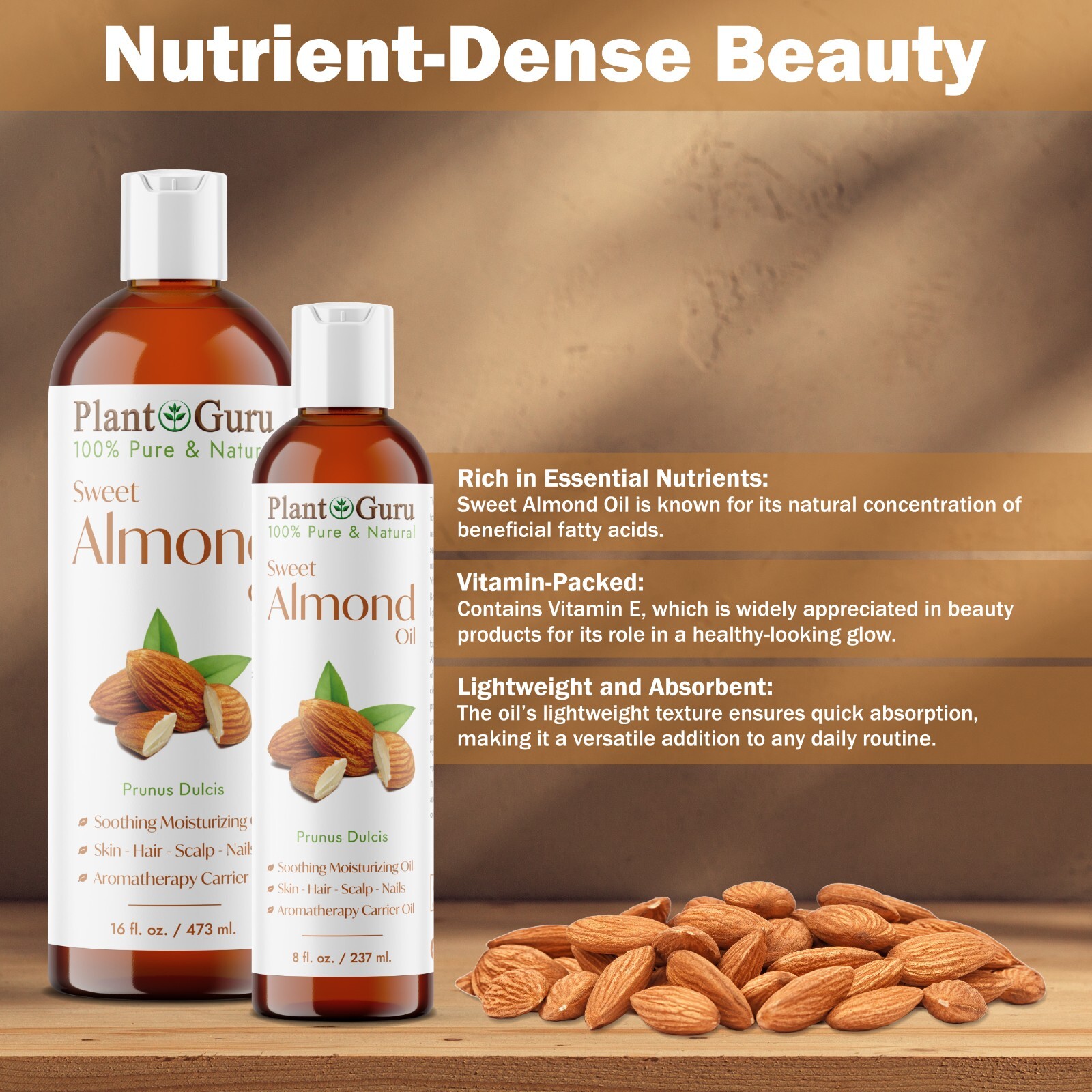 Sweet Almond Oil 100% Pure Natural Carrier For Skin, Face, Hair Growth & Massage