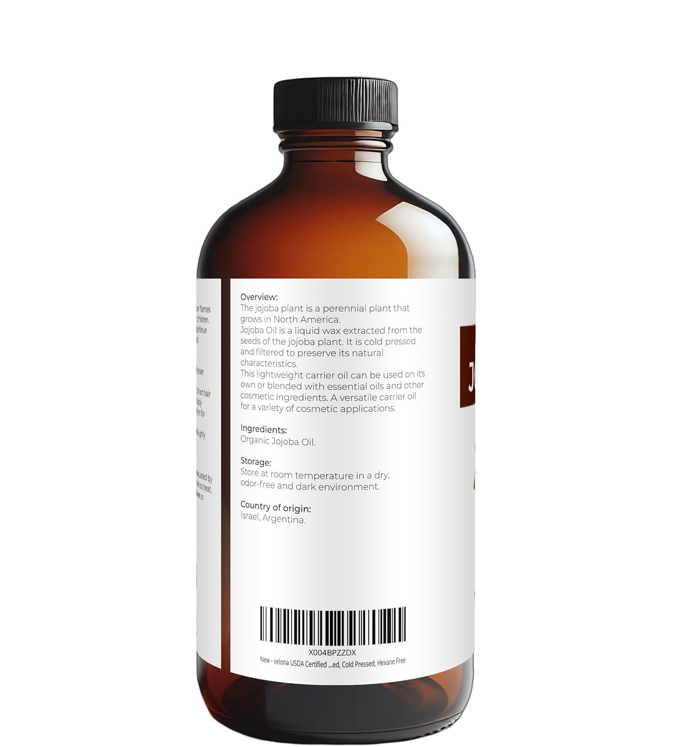 USDA Organic Jojoba Oil – 16 fl oz Glass Bottle, Cold Pressed, Pump