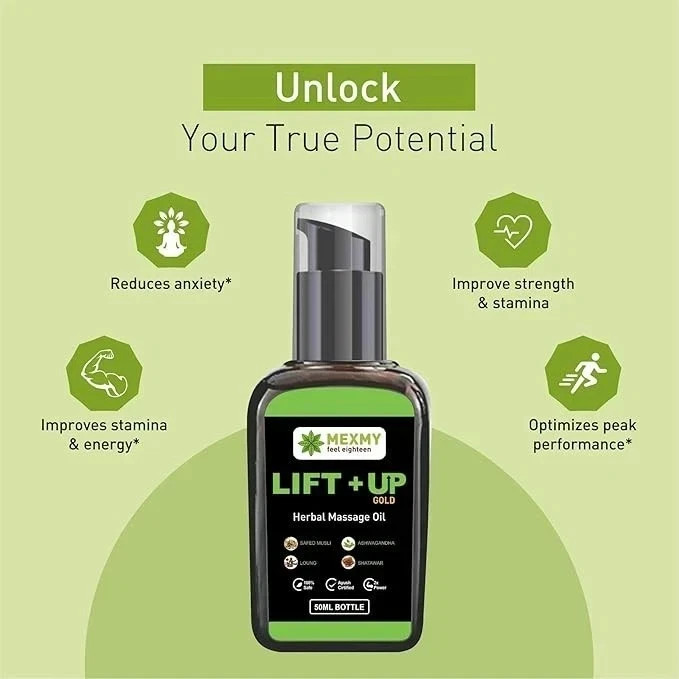 Lift Up Oil for Men – Ashwagandha Herbal Performance Massage Oil 50ml
