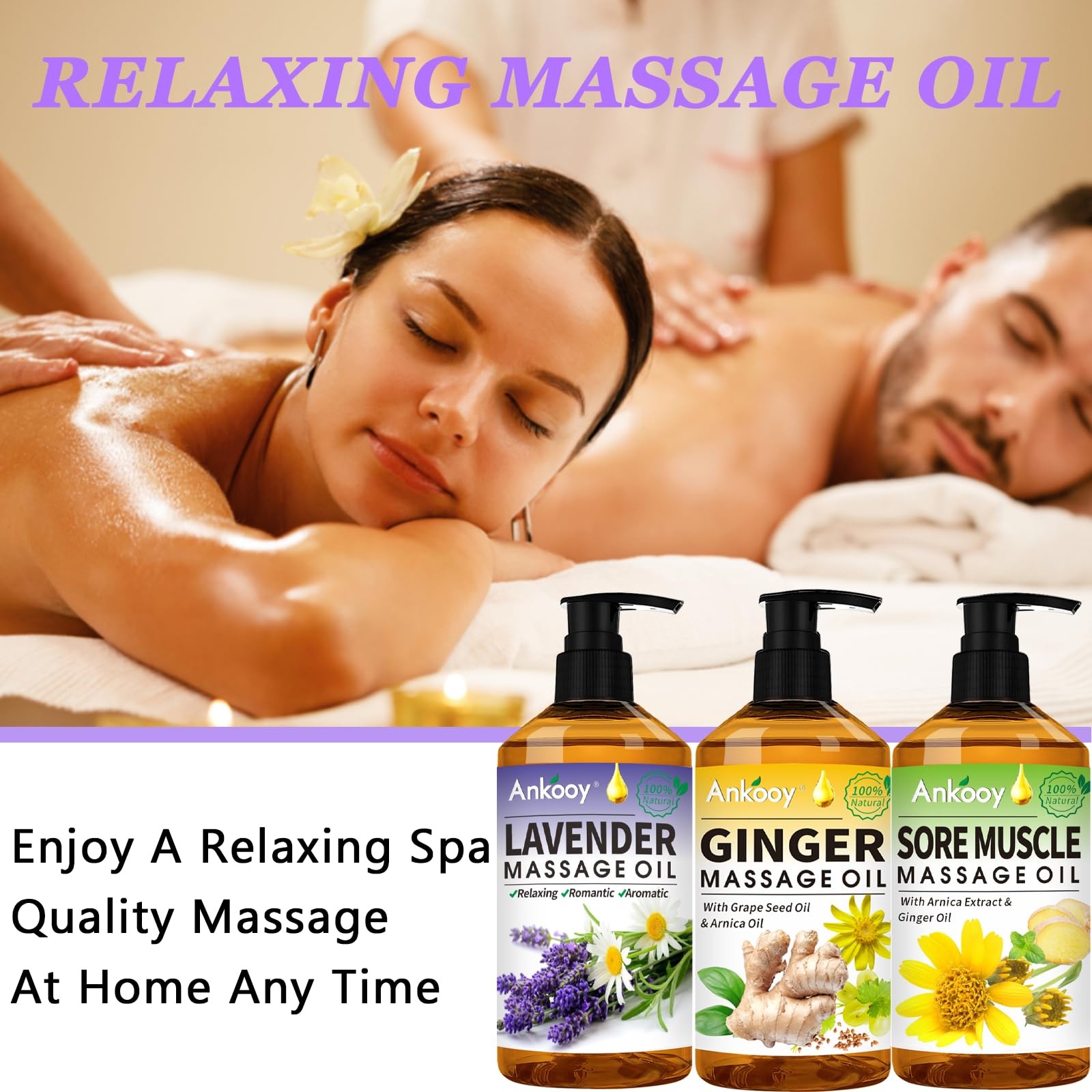 3 Pack Massage Oil for Massage Therapy,Sore Muscle Arnica Oil for Men Women