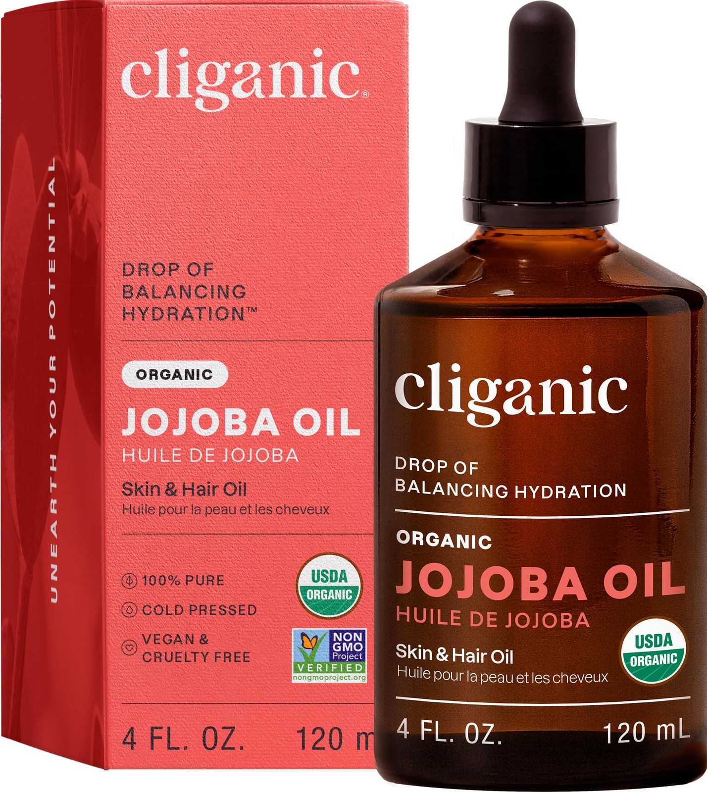Cliganic Organic Jojoba Oil, 100% Pure (4oz) | 4 Fl Oz (Pack of 1)