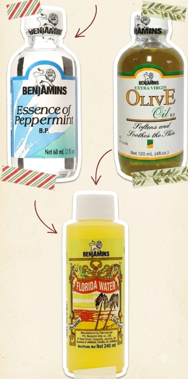 Jamaican Benjamin combo Olive Oil 4fl.oz/Pepermint 2fl.oz & florida water 240 ml