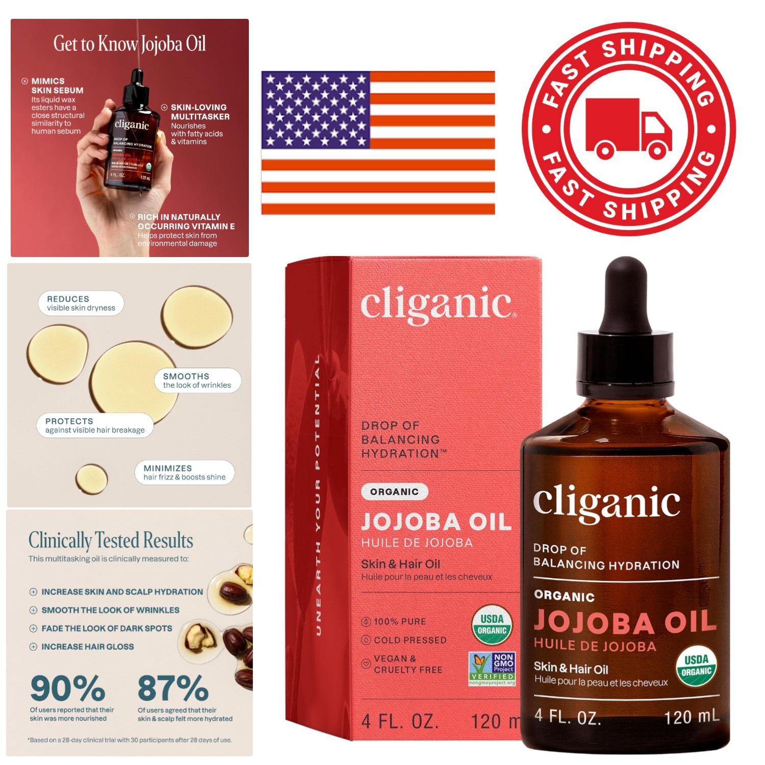 Organic Jojoba Oil 100 Pure 4oz Moisturizing Oil for Face Hair Skin Nails